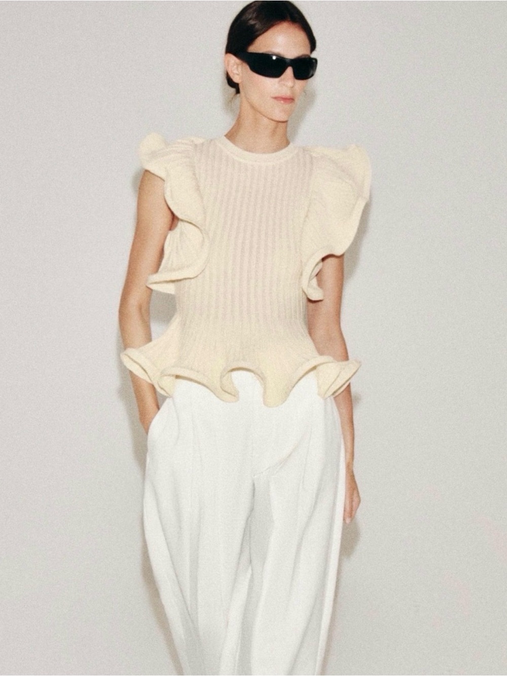 Zara | Wavy Trim Knit Top | Size L